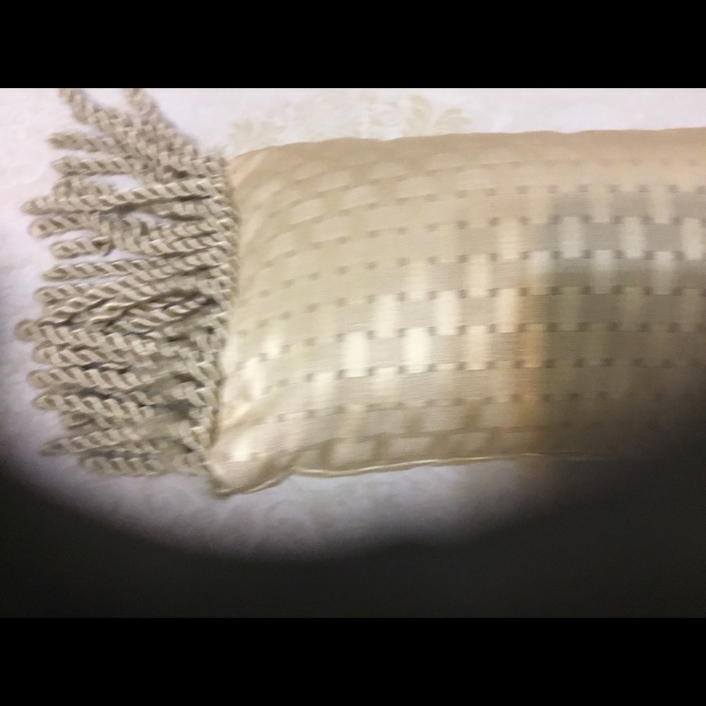Gold Long Pillow with Trim - Picture 6 of 7